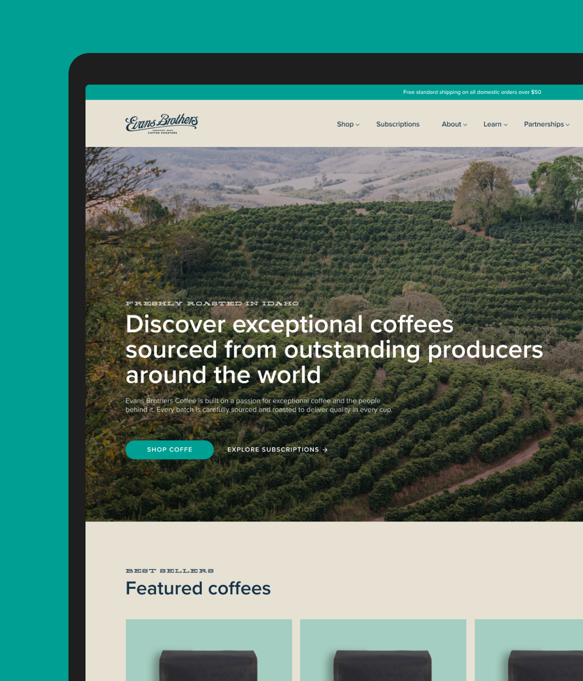 Evans Brothers Coffee Roasters website